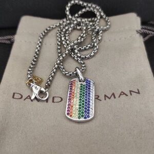 David Yurman Multicolor Dog Tag Necklace